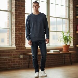 $40 NWT SZ L Sonoma Goods For Life Men "The Supersoft"Crewneck Sweater Blue Marl